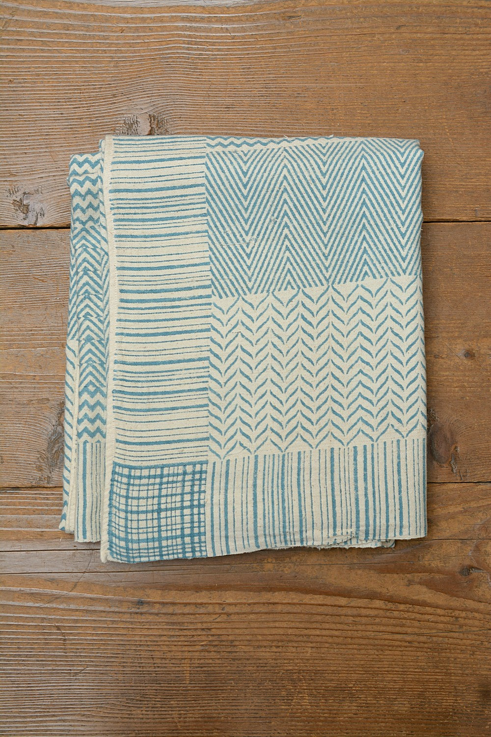 Block-Printed Khadi Bedsheet - Tiles