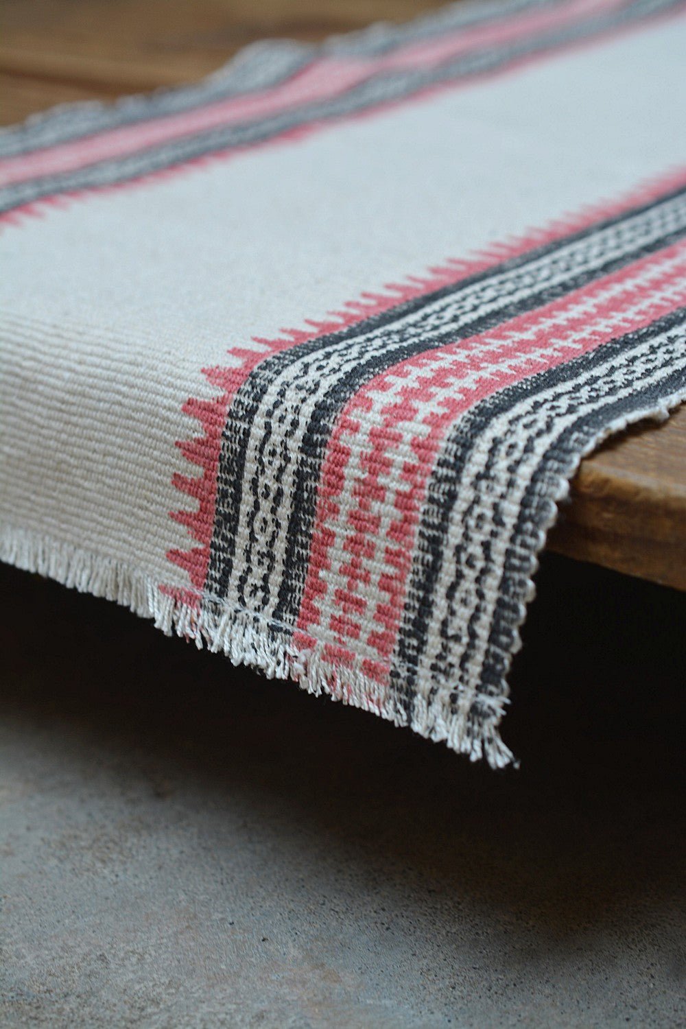 Block Printed Table Runner - Black and Rose - metaphorracha