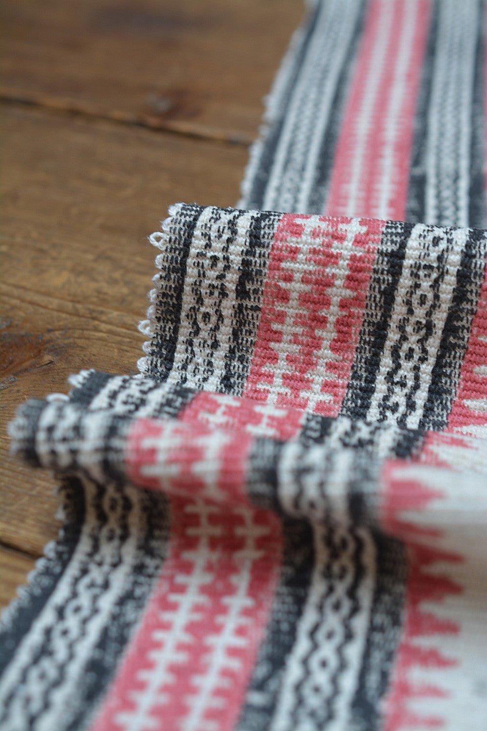 Block Printed Table Runner - Black and Rose - metaphorracha