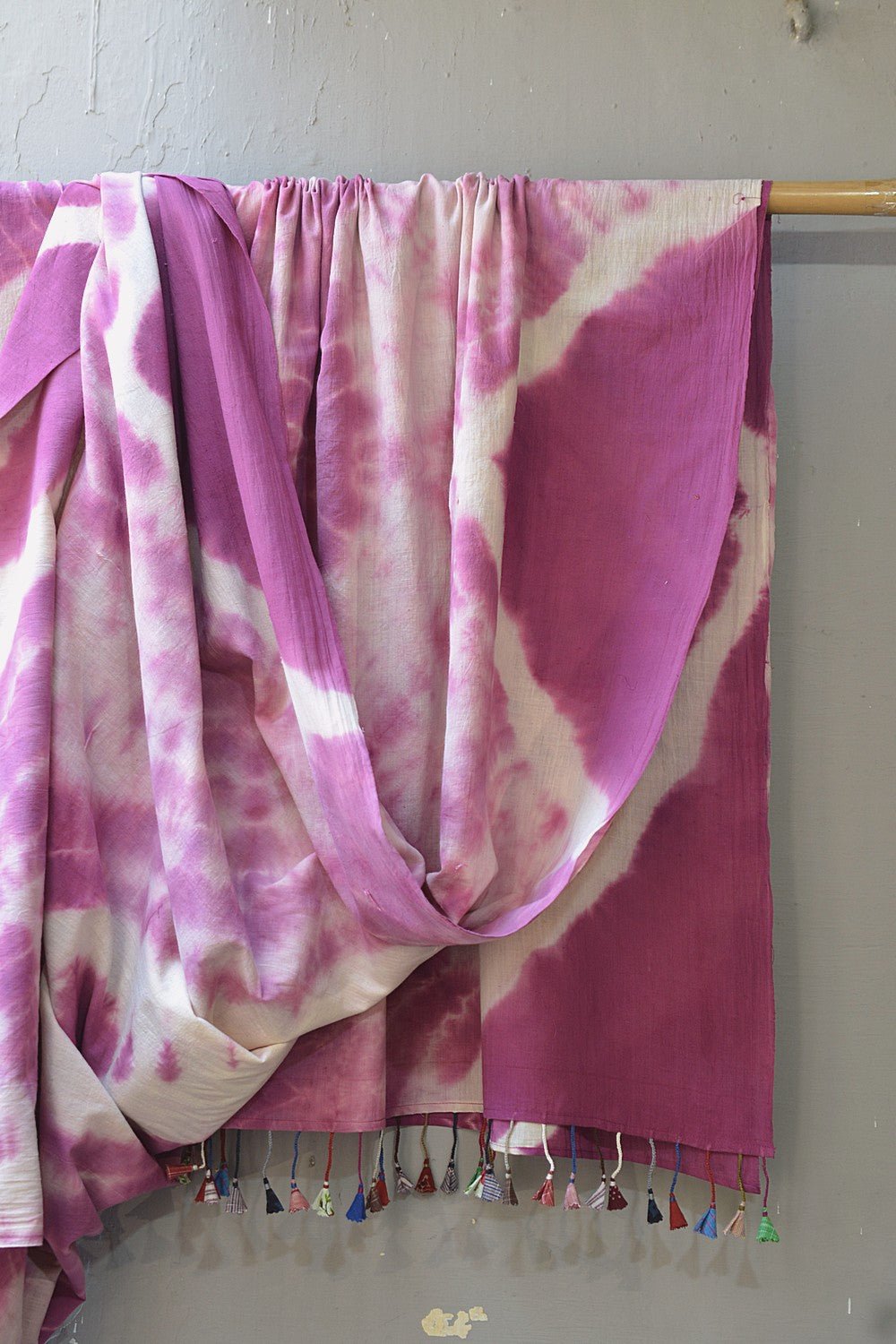 Khadi Saree - Tie and Dyed Old Claret Pink - metaphorracha