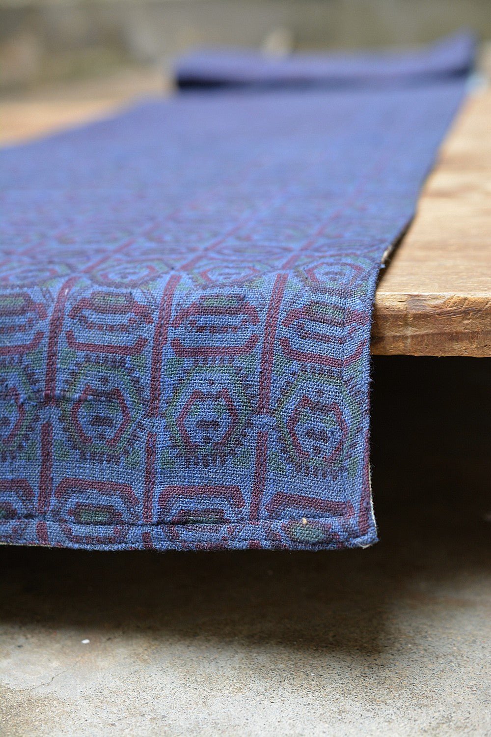 Khadi Table Runner - Printed & Quilted - metaphorracha