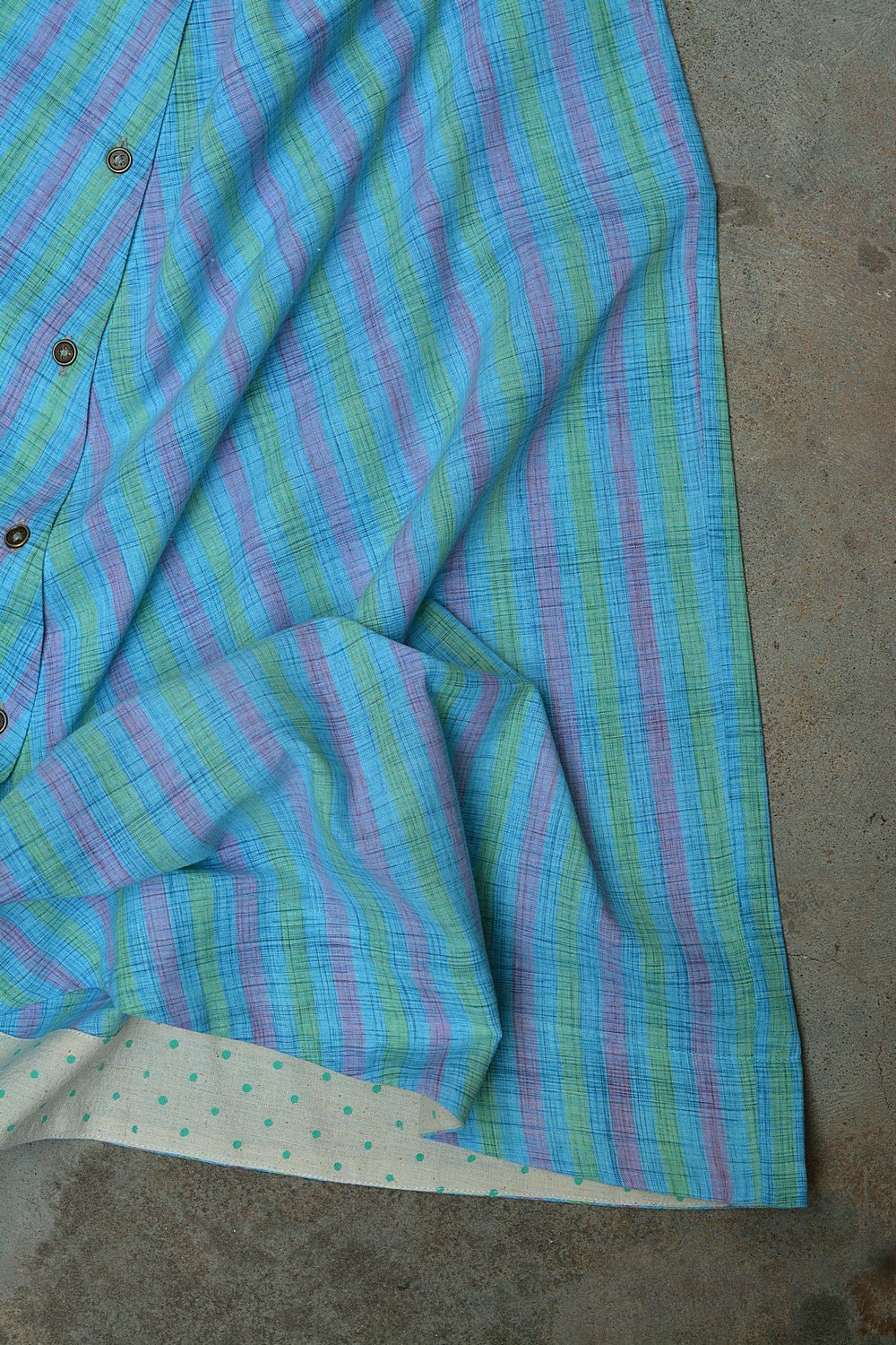 Size S | Blue Stripes Khadi Dress - metaphorracha