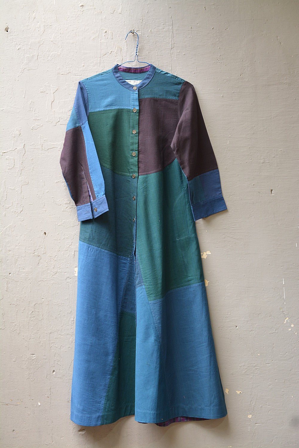 Size S | Upcycled Long Khadi Dress - metaphorracha