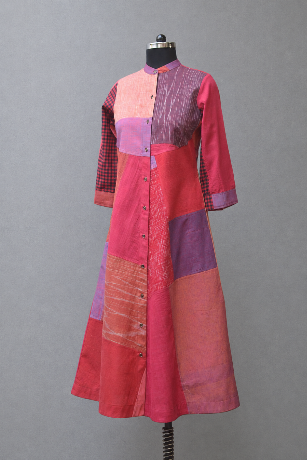 Upcycled Khadi Dress - Kempu