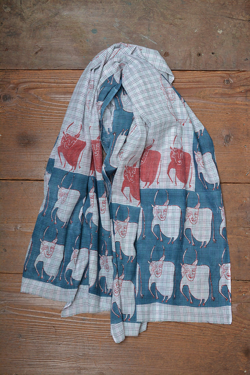 Block Printed Khadi Stole - Kine