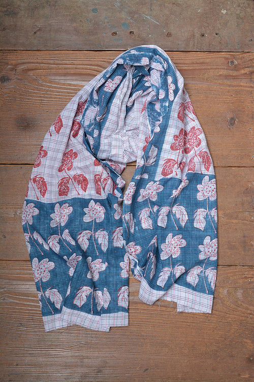 Block Printed Khadi Stole - Bloom
