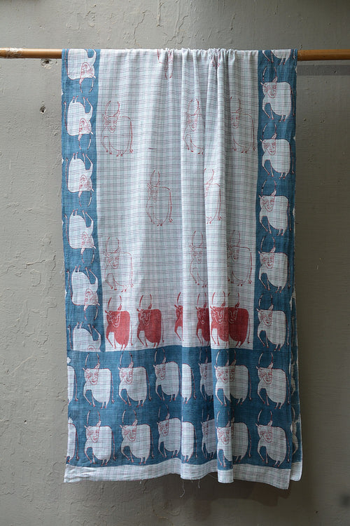 Block Printed Khadi Stole - Kine