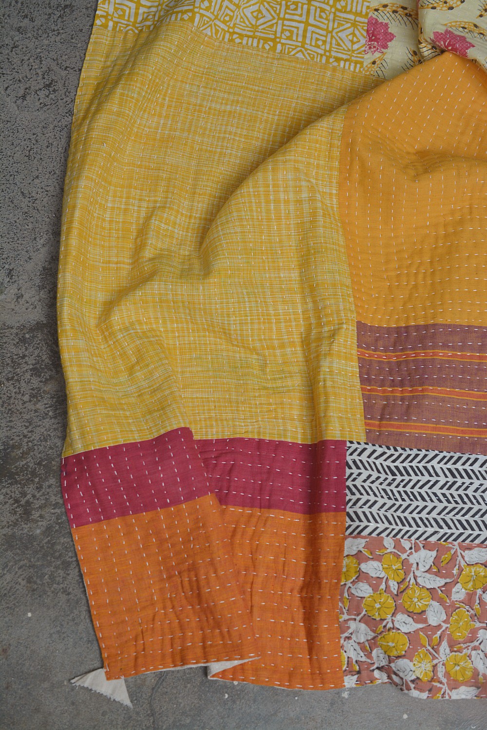 Hand-Quilted Khadi Bedspread | Layer | 90” x 110”