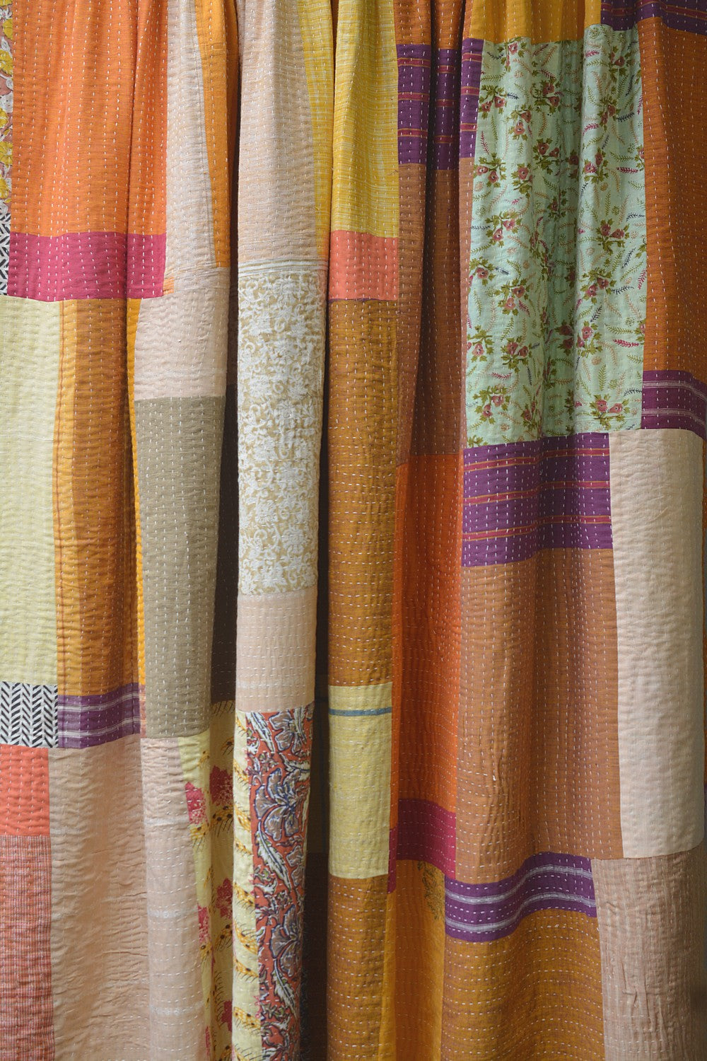 Hand-Quilted Khadi Bedspread | Stitch | 90” x 112”