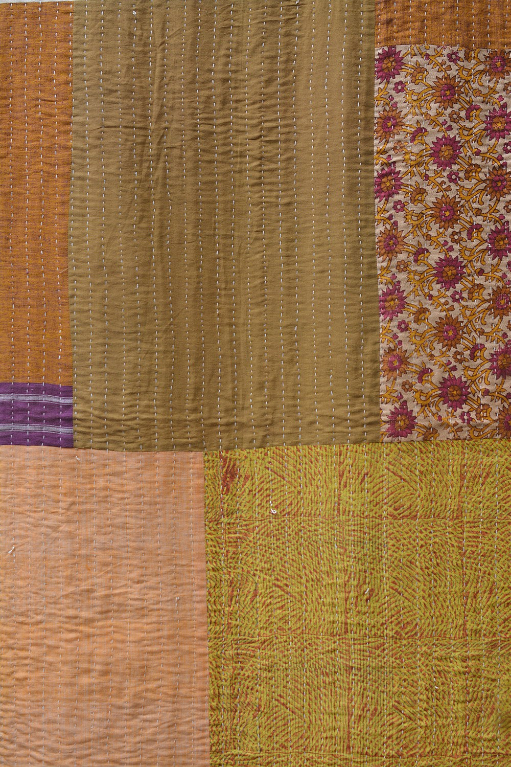Hand-Quilted Khadi Bedspread | Stitch | 62” x 91”