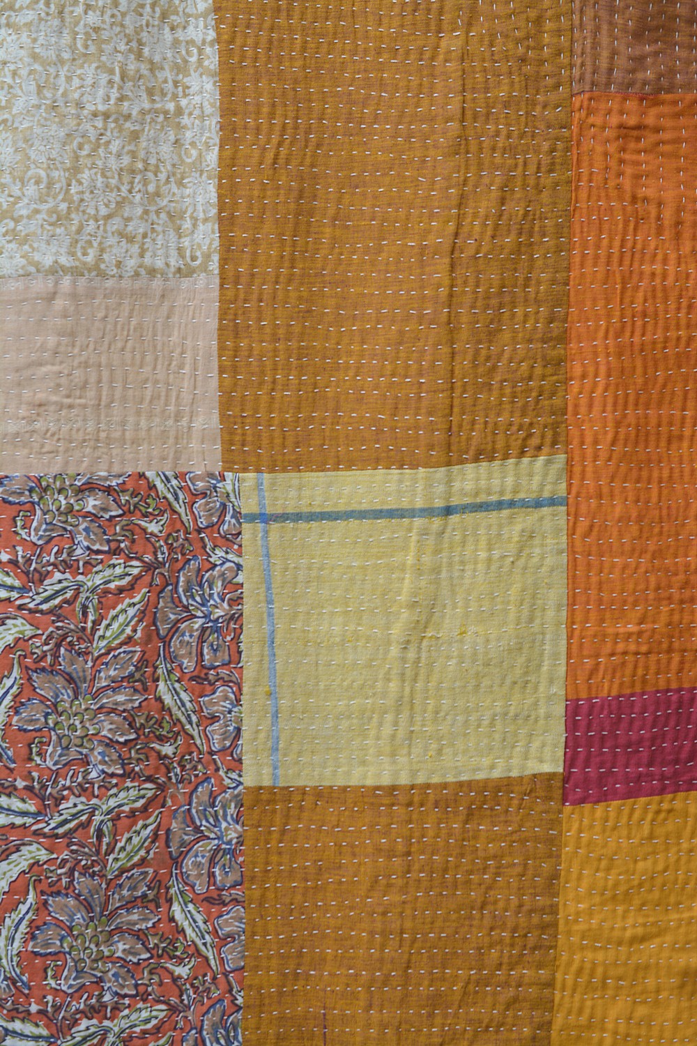 Hand-Quilted Khadi Bedspread | Stitch | 90” x 112”