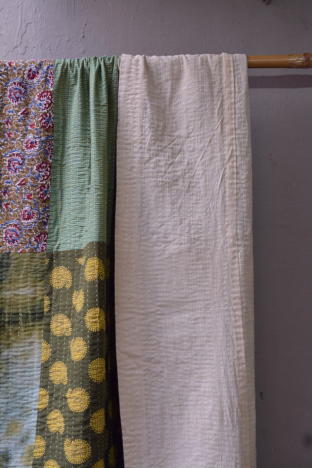 Hand-Quilted Khadi Bedspread | Gather | 60” x 98”
