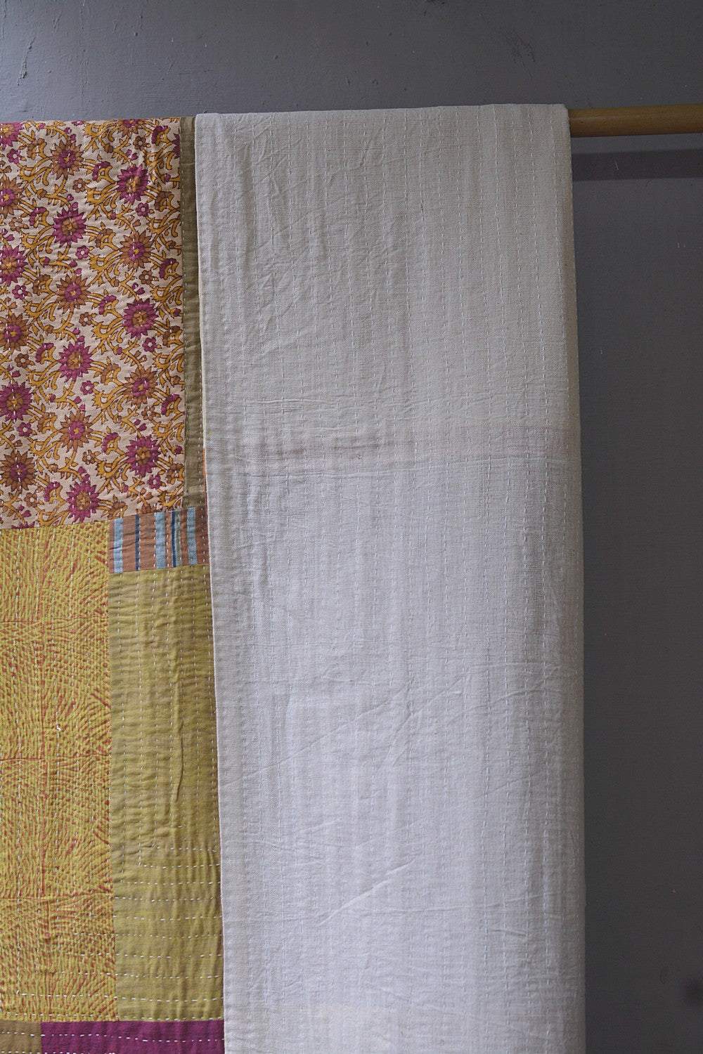 Hand-Quilted Khadi Bedspread | Stitch | 62” x 91”