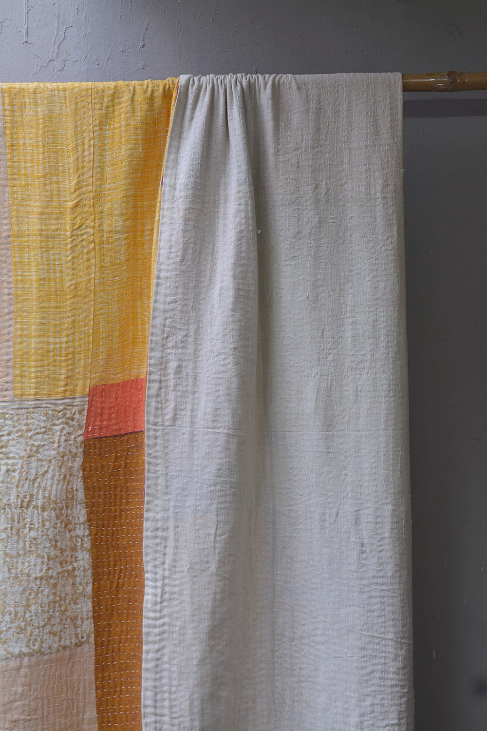Hand-Quilted Khadi Bedspread | Stitch | 90” x 112”