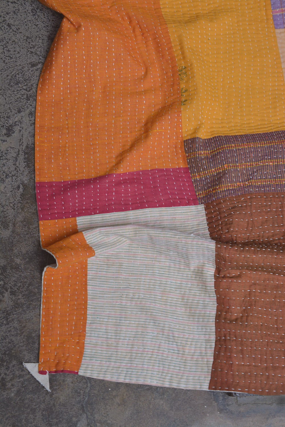 Hand-Quilted Khadi Bedspread | Stitch | 90” x 112”