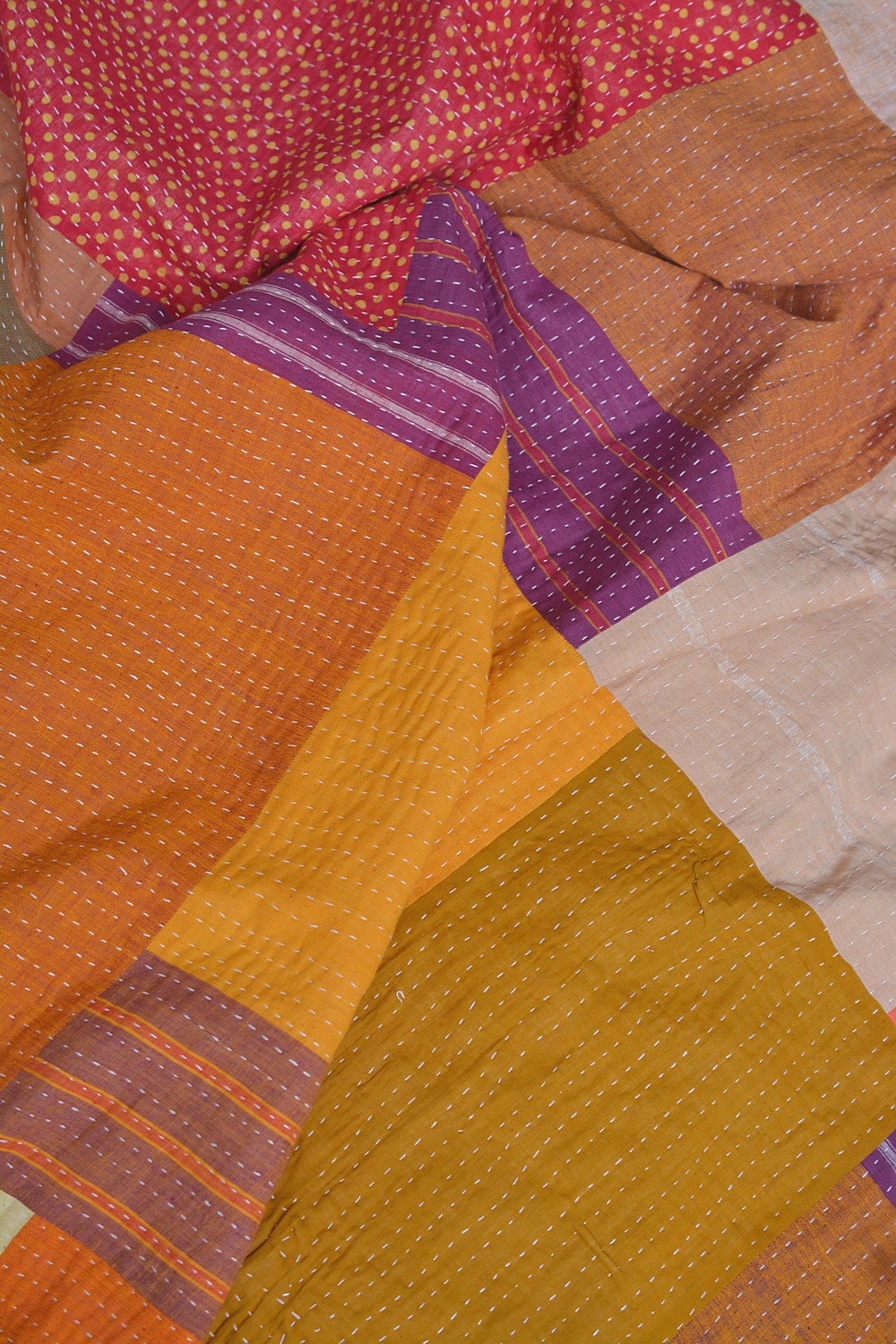 Hand-Quilted Khadi Bedspread | Stitch | 90” x 112”