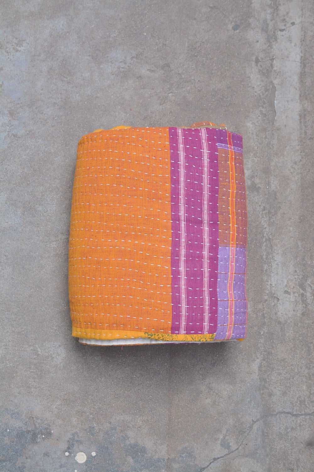 Hand-Quilted Khadi Bedspread | Stitch | 90” x 112”