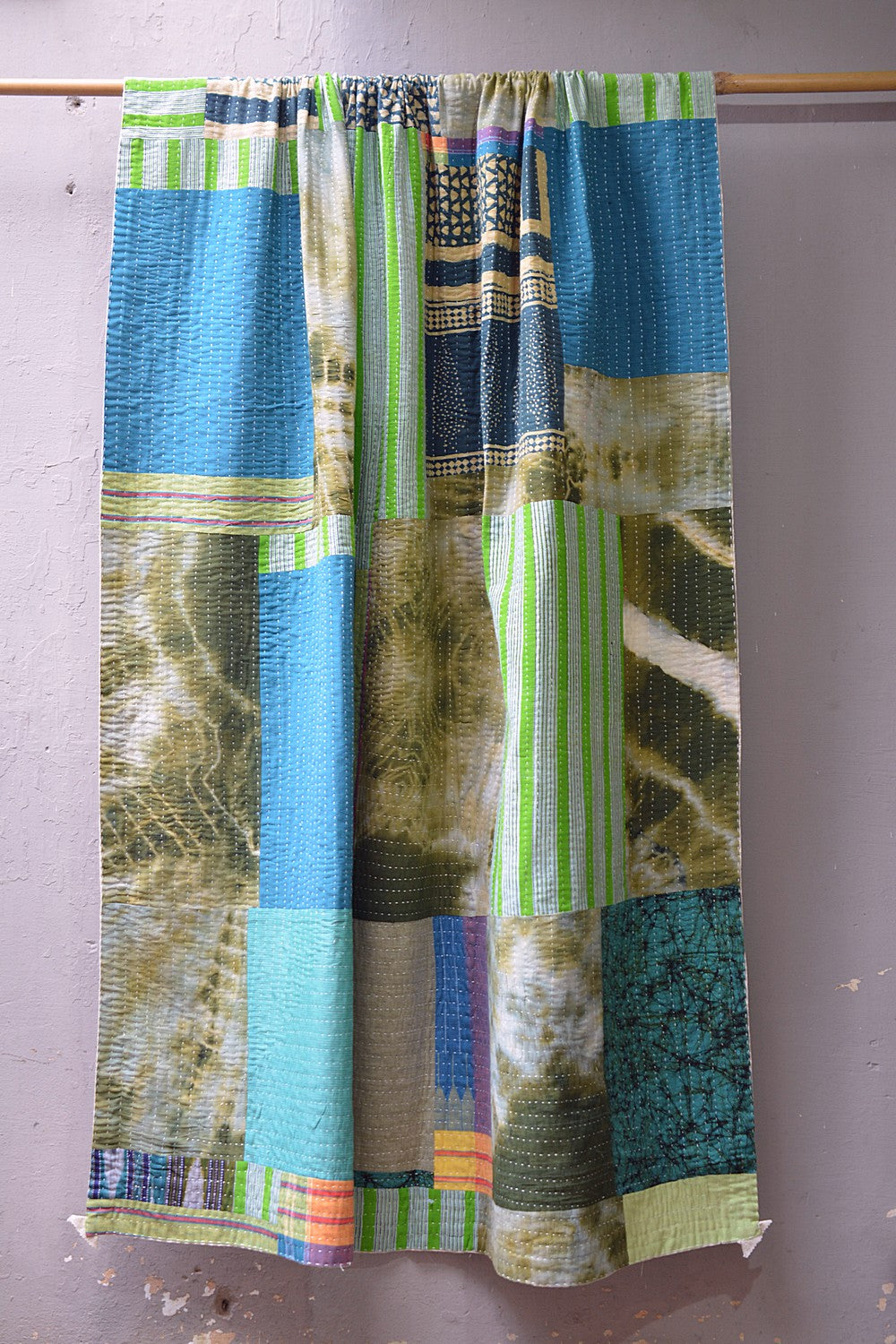 Hand-Quilted Khadi Bedspread | Mosaic | 60” x 94”