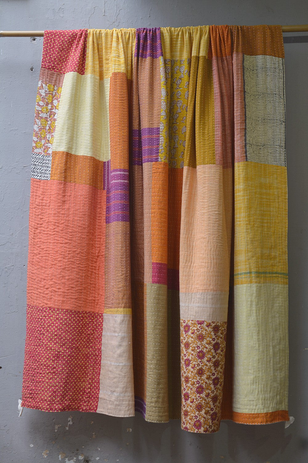 Hand-quilted Khadi Bedspread | Remnant | 91" x 110"