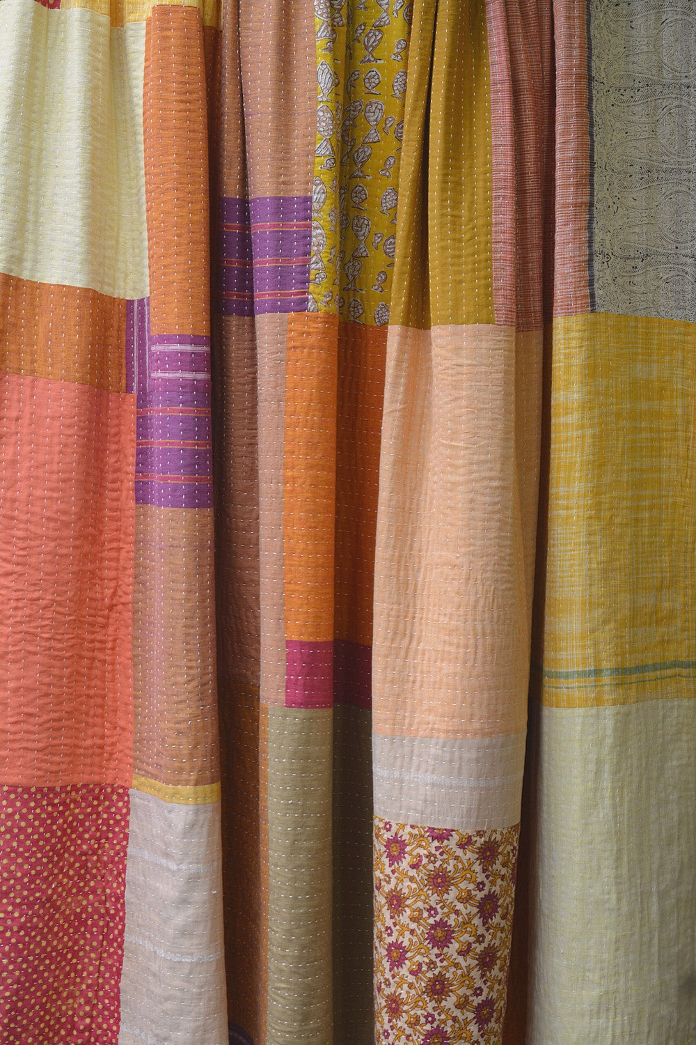 Hand-quilted Khadi Bedspread | Remnant | 91" x 110"