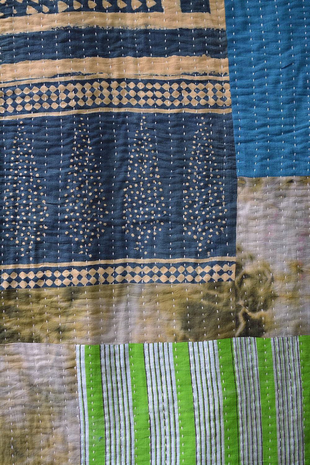 Hand-Quilted Khadi Bedspread | Mosaic | 60” x 94”