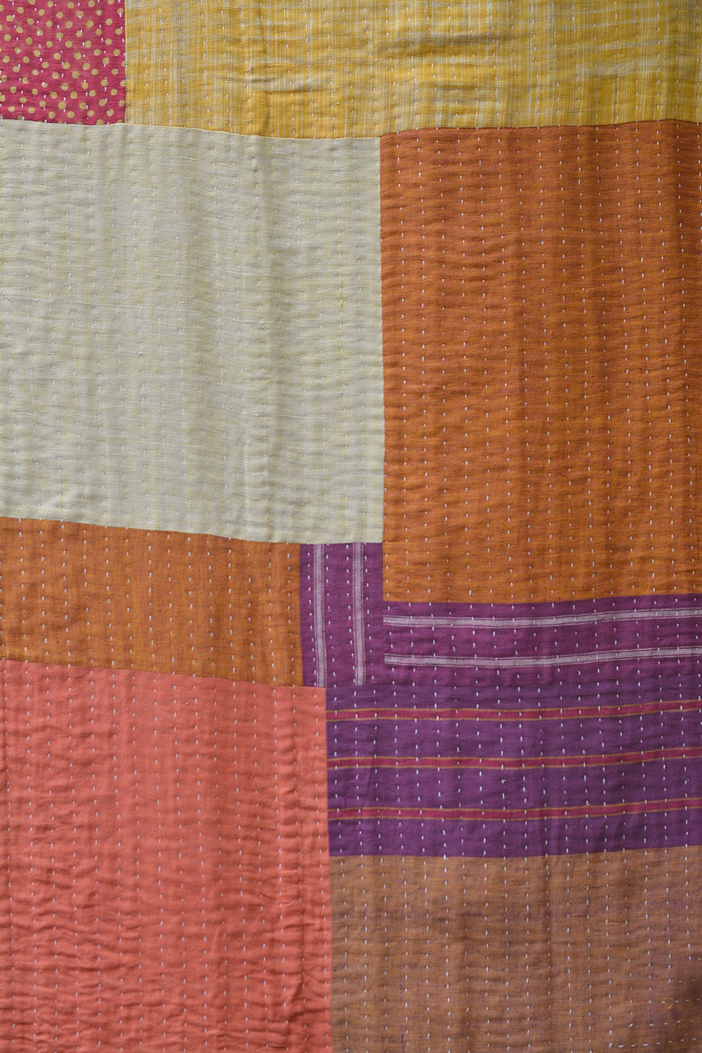 Hand-quilted Khadi Bedspread | Remnant | 91" x 110"