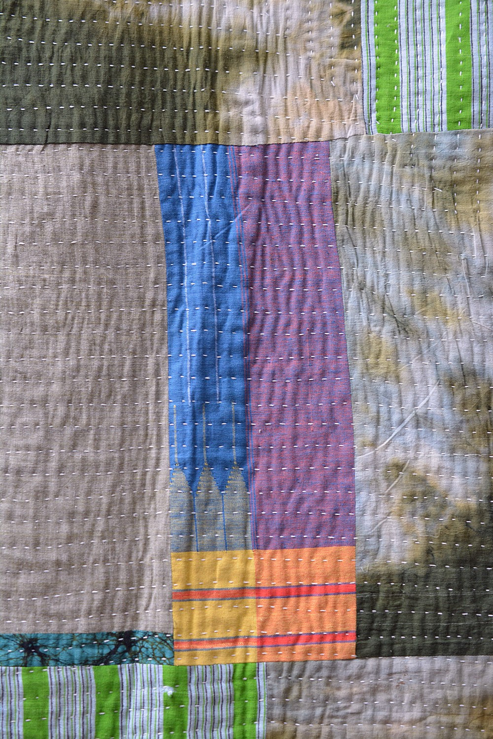 Hand-Quilted Khadi Bedspread | Mosaic | 60” x 94”