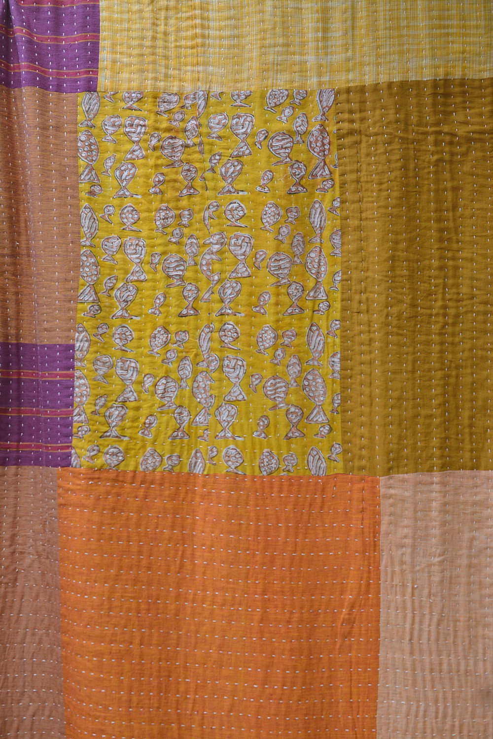 Hand-quilted Khadi Bedspread | Remnant | 91" x 110"