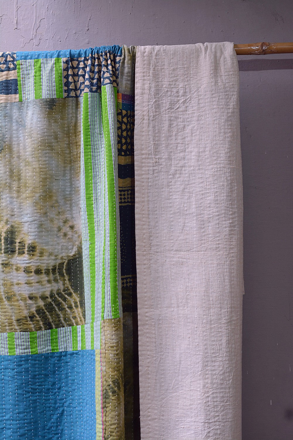 Hand-Quilted Khadi Bedspread | Mosaic | 60” x 94”
