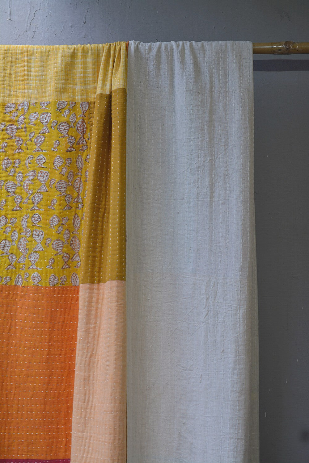 Hand-quilted Khadi Bedspread | Remnant | 91" x 110"