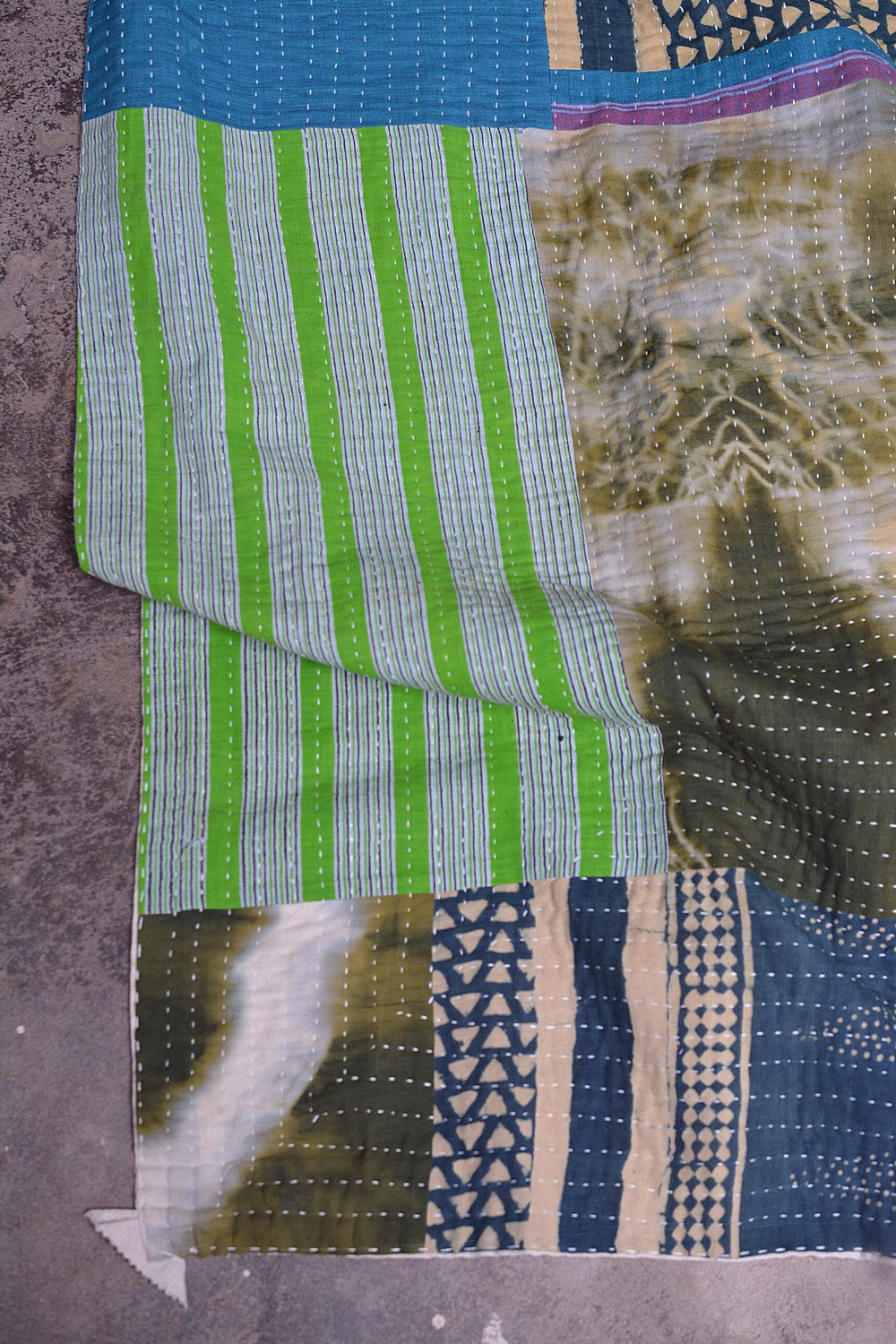 Hand-Quilted Khadi Bedspread | Mosaic | 60” x 94”