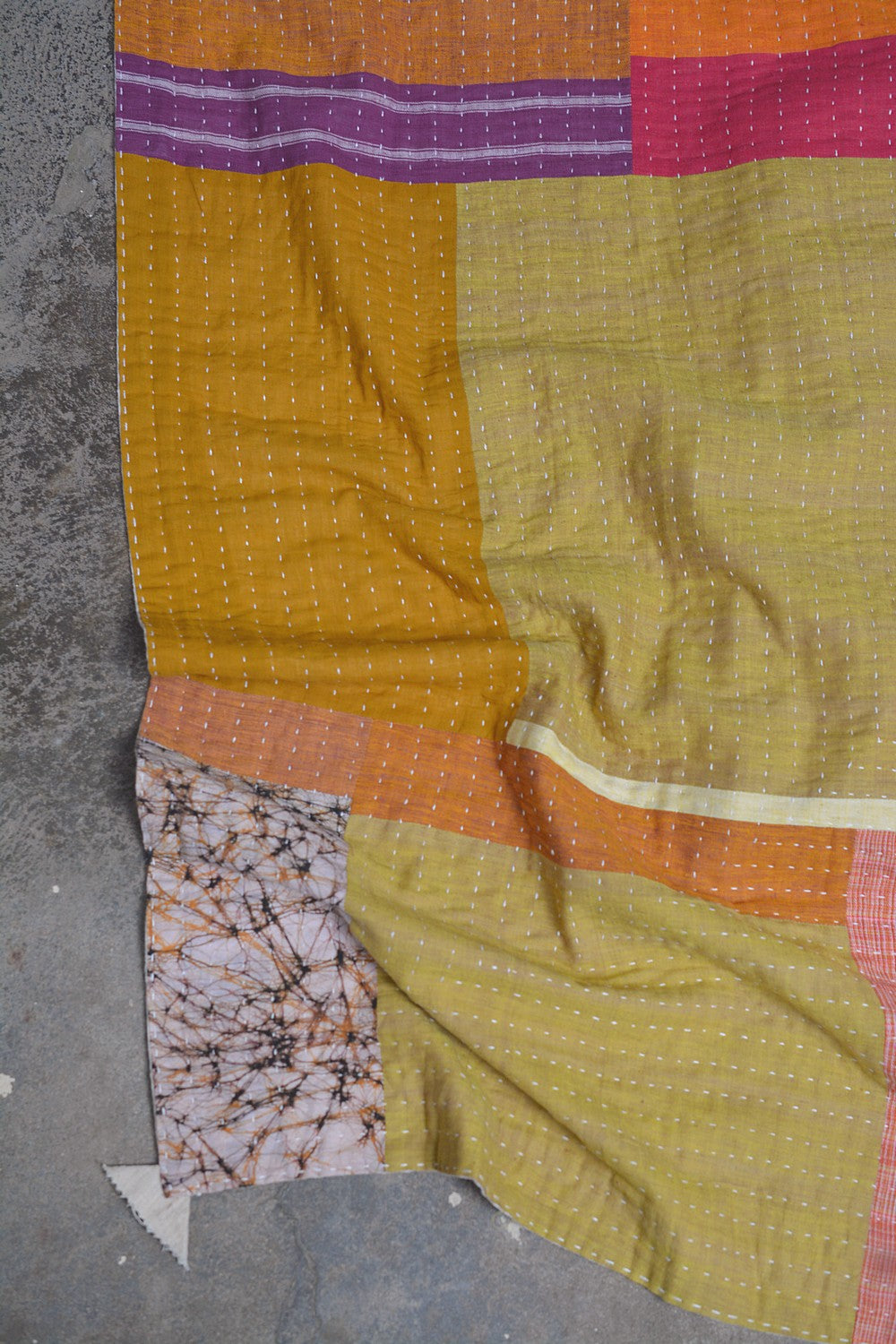 Hand-quilted Khadi Bedspread | Remnant | 91" x 110"