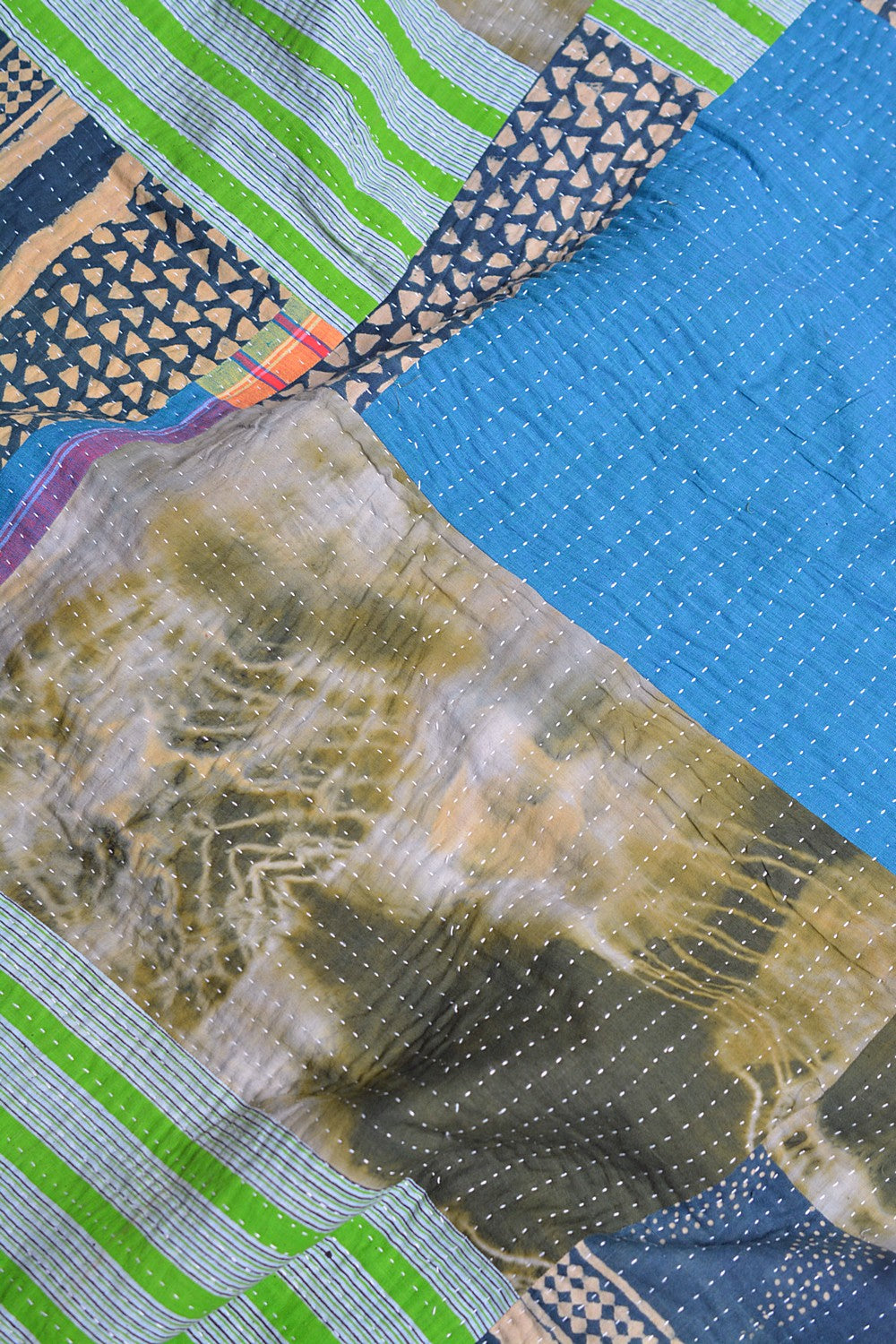 Hand-Quilted Khadi Bedspread | Mosaic | 60” x 94”
