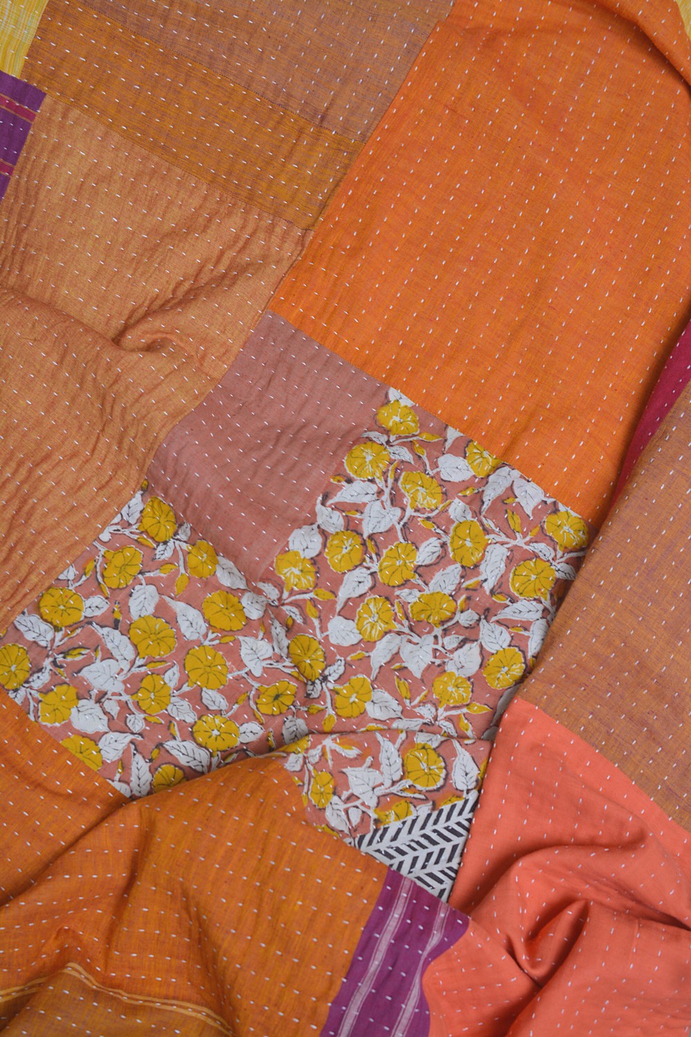 Hand-quilted Khadi Bedspread | Remnant | 91" x 110"