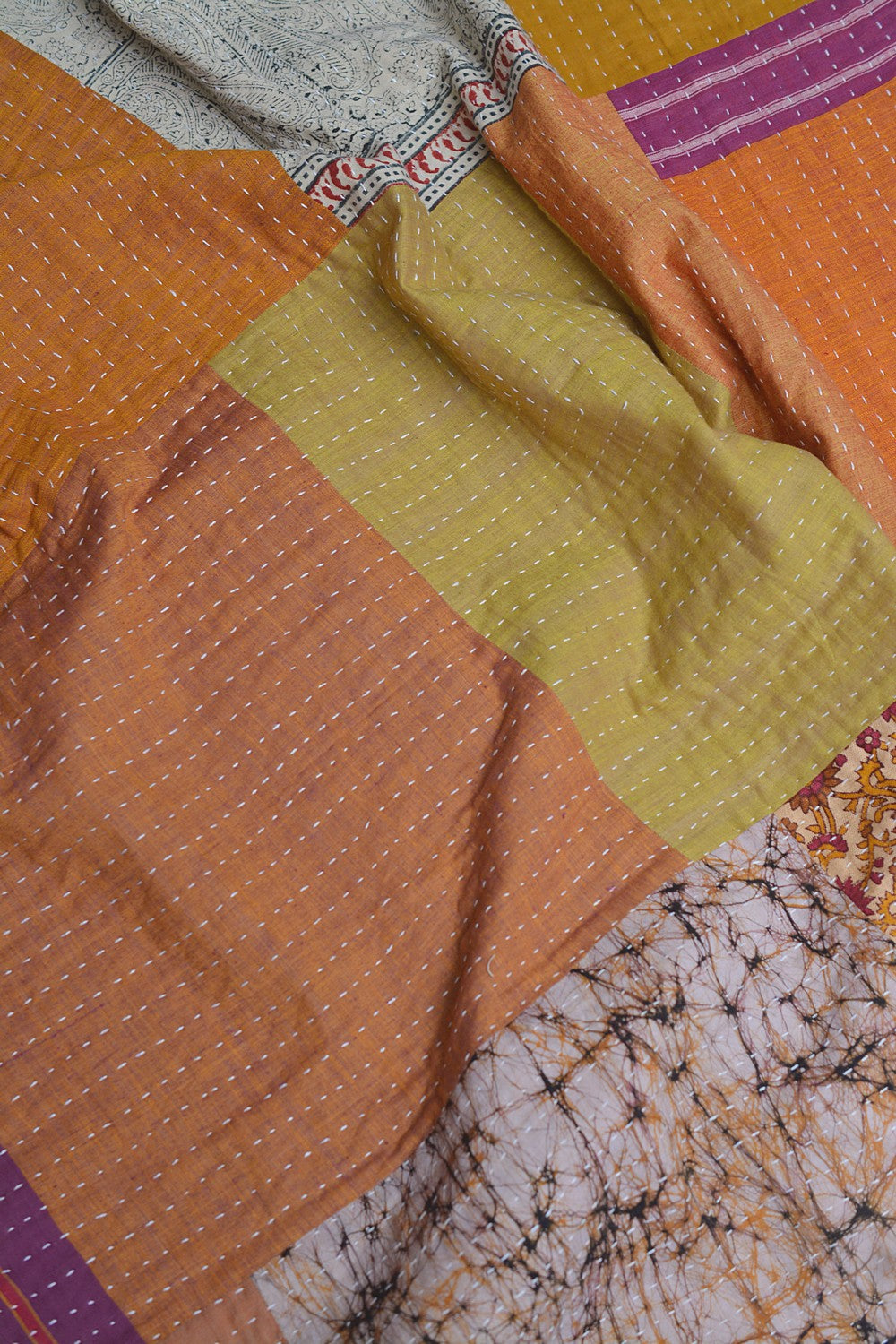 Hand-quilted Khadi Bedspread | Remnant | 63" x 90"