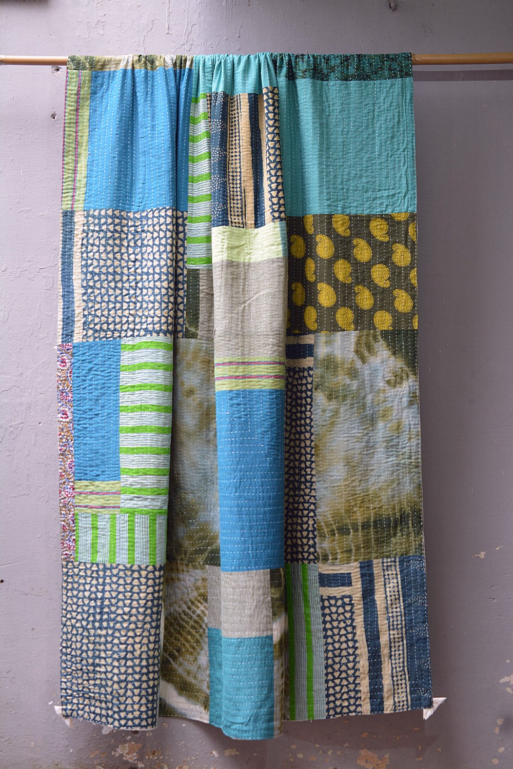 Hand-Quilted Khadi Bedspread | Pave | 62” x 99”