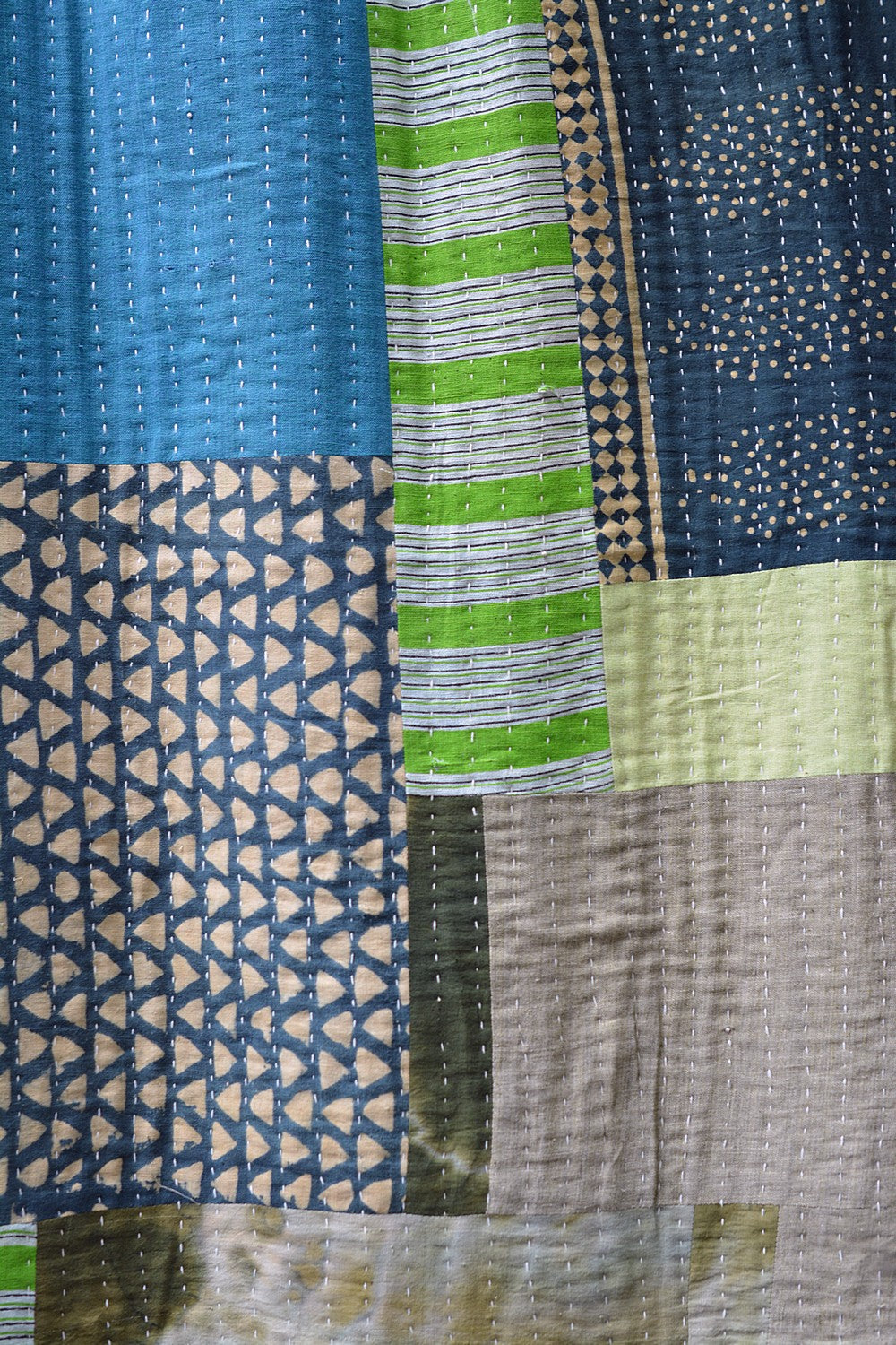 Hand-Quilted Khadi Bedspread | Pave | 62” x 99”