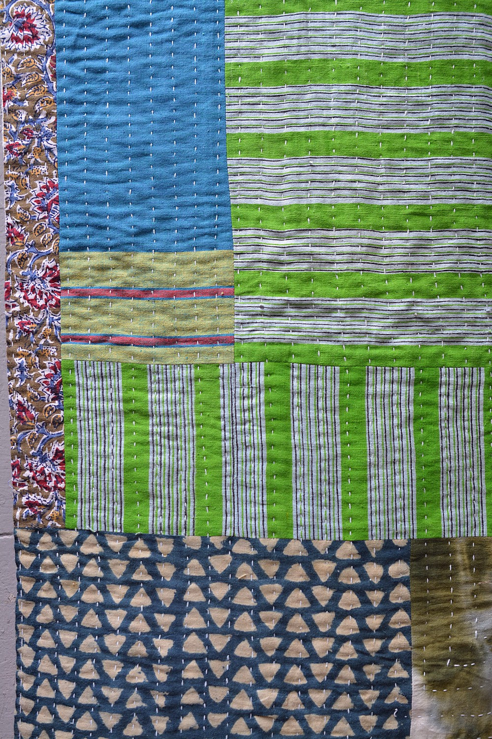 Hand-Quilted Khadi Bedspread | Pave | 62” x 99”