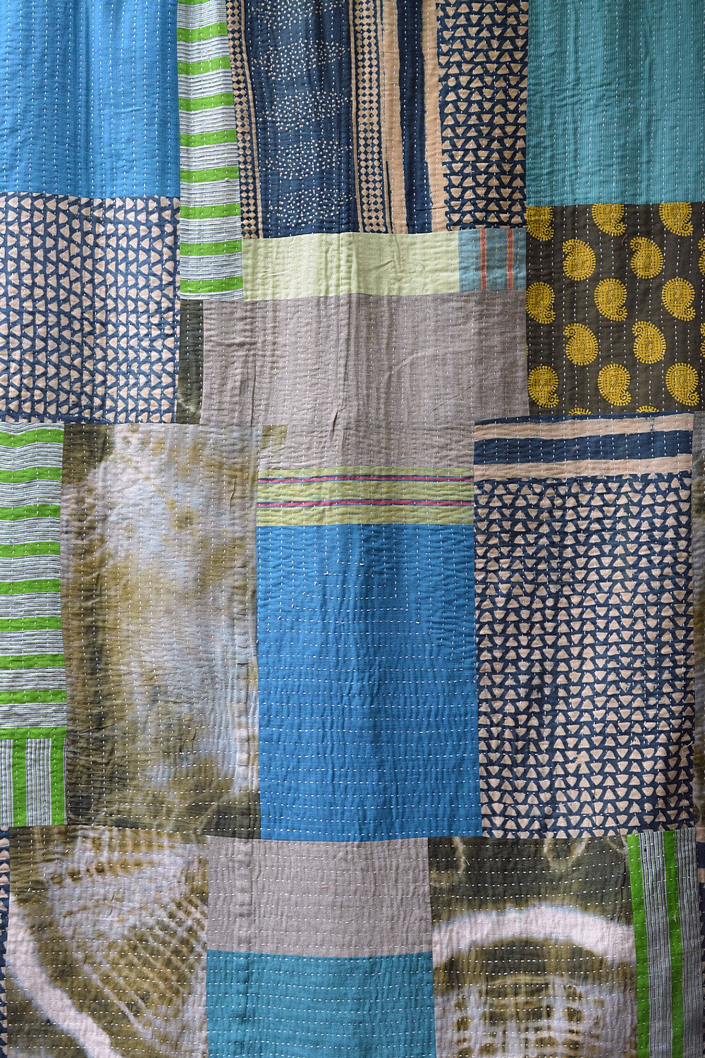 Hand-Quilted Khadi Bedspread | Pave | 62” x 99”