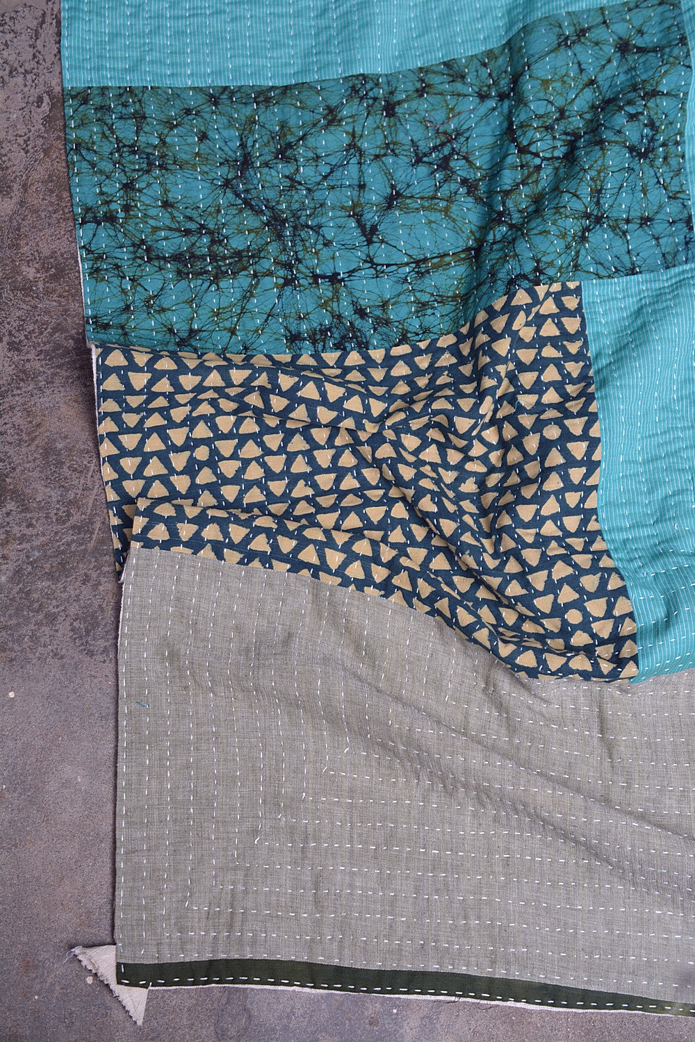 Hand-Quilted Khadi Bedspread | Pave | 62” x 99”
