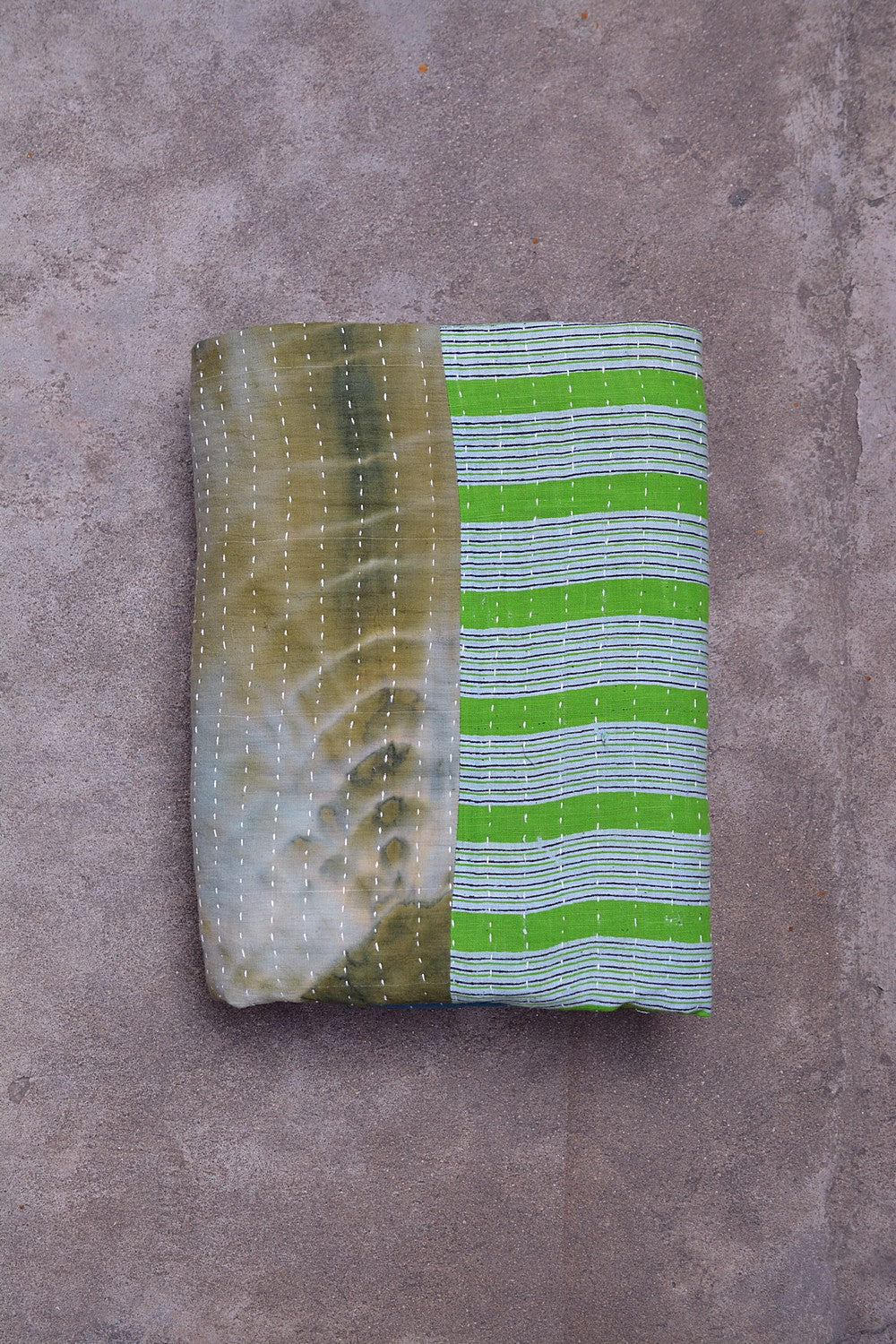Hand-Quilted Khadi Bedspread | Pave | 62” x 99”