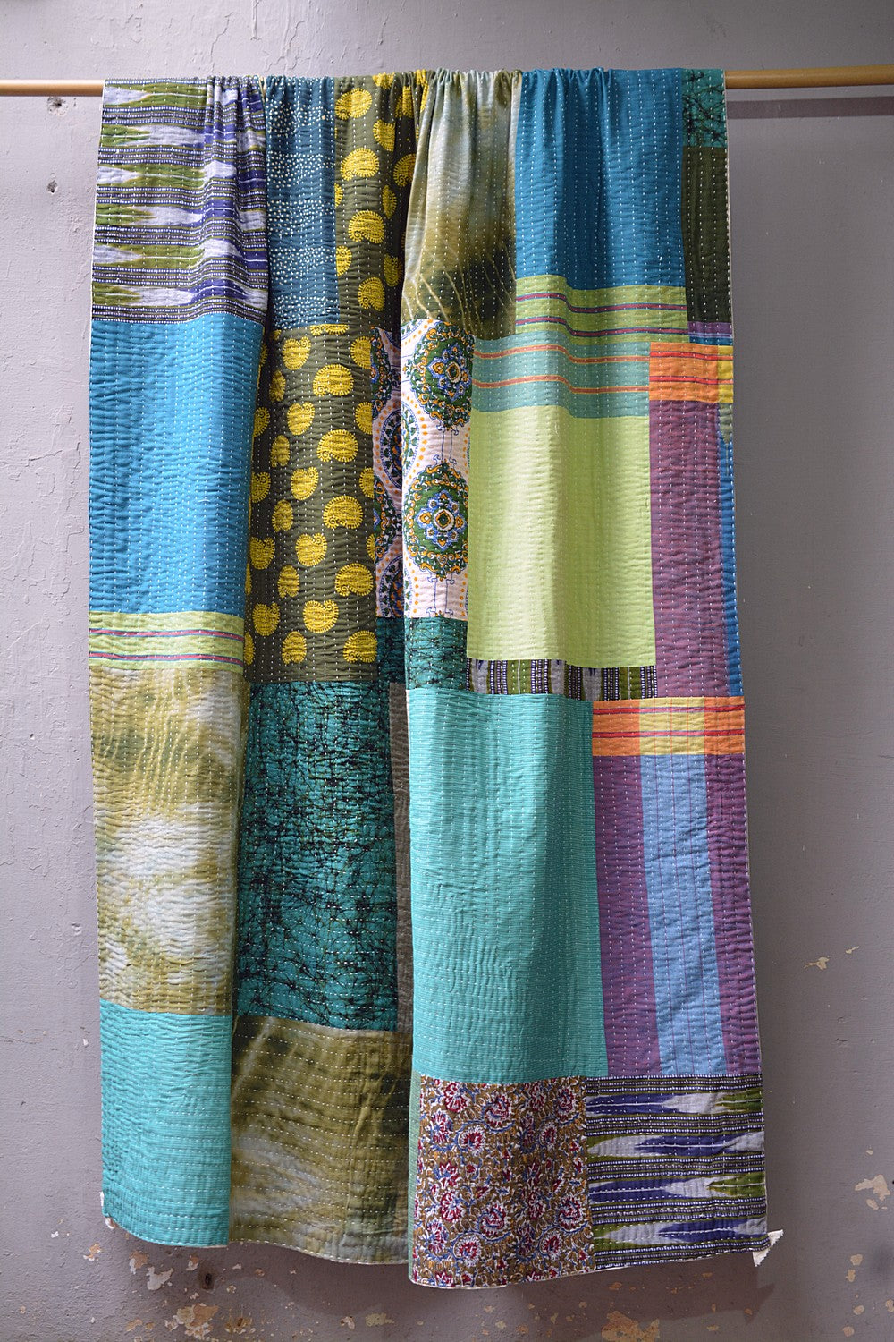 Hand-Quilted Khadi Bedspread | Stitch | 60” x 98”