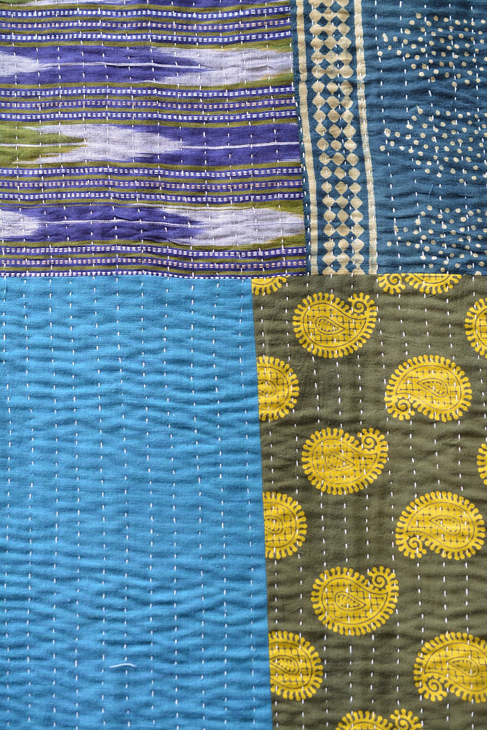 Hand-Quilted Khadi Bedspread | Stitch | 60” x 98”
