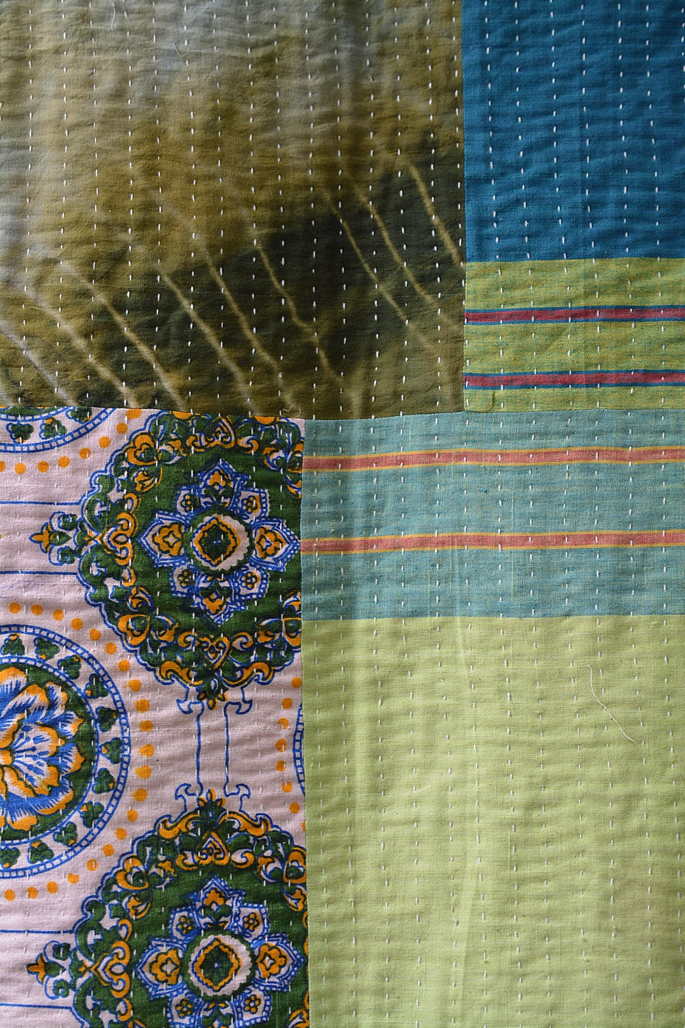 Hand-Quilted Khadi Bedspread | Stitch | 60” x 98”