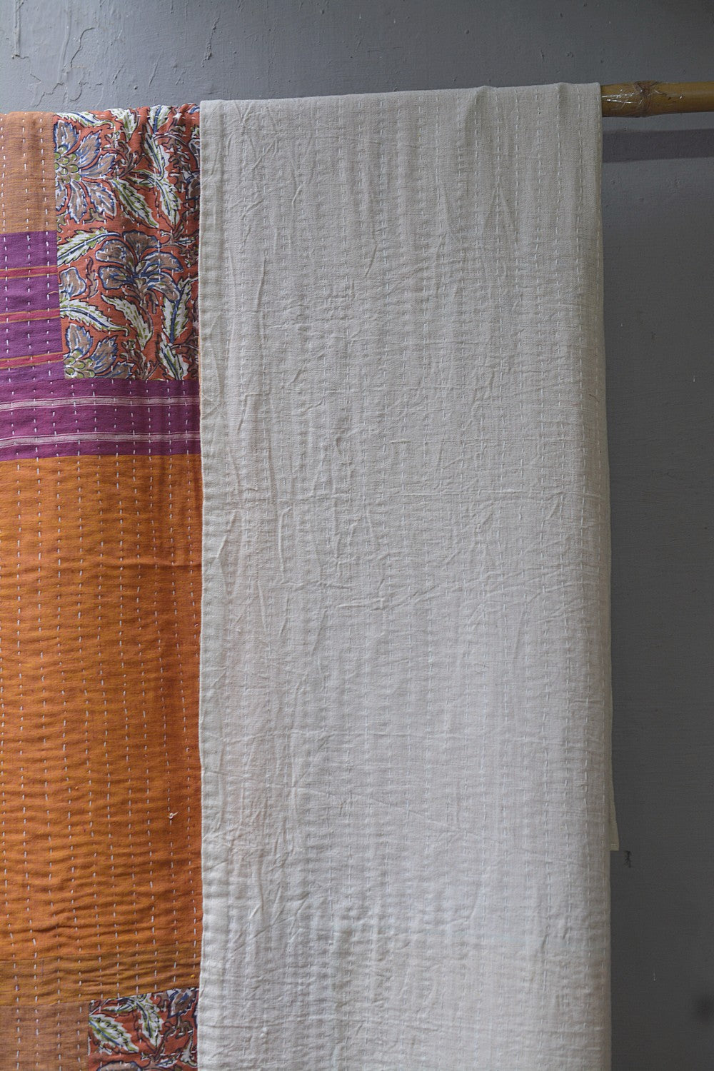 Hand-quilted Khadi Bedspread | Drift | 63" x 90"