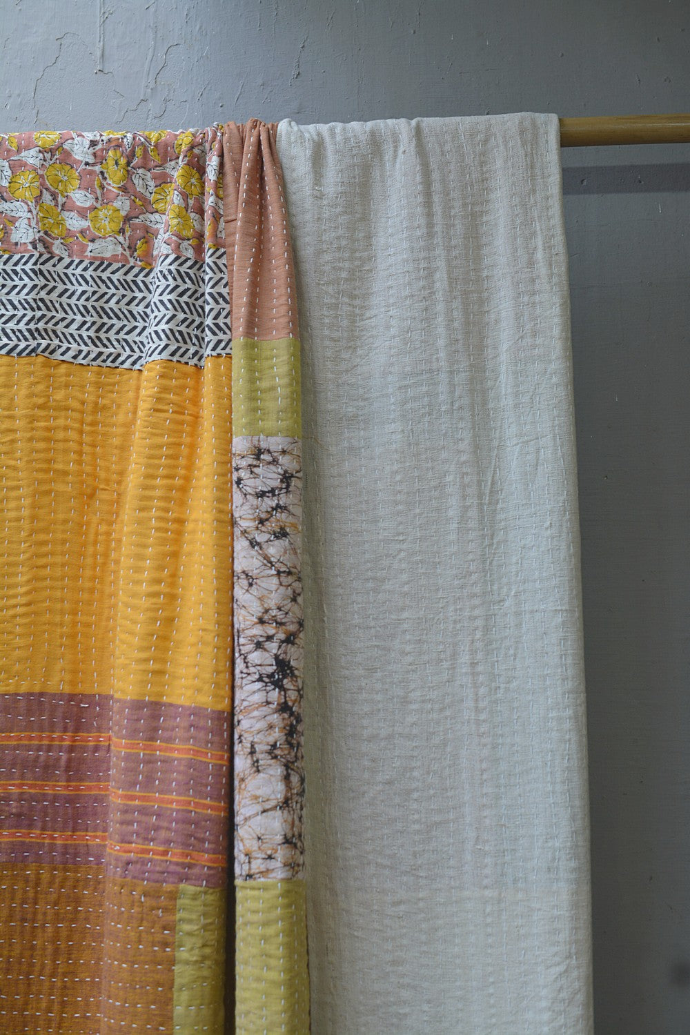 Hand-quilted Khadi Bedspread | Drift | 88" x 110"