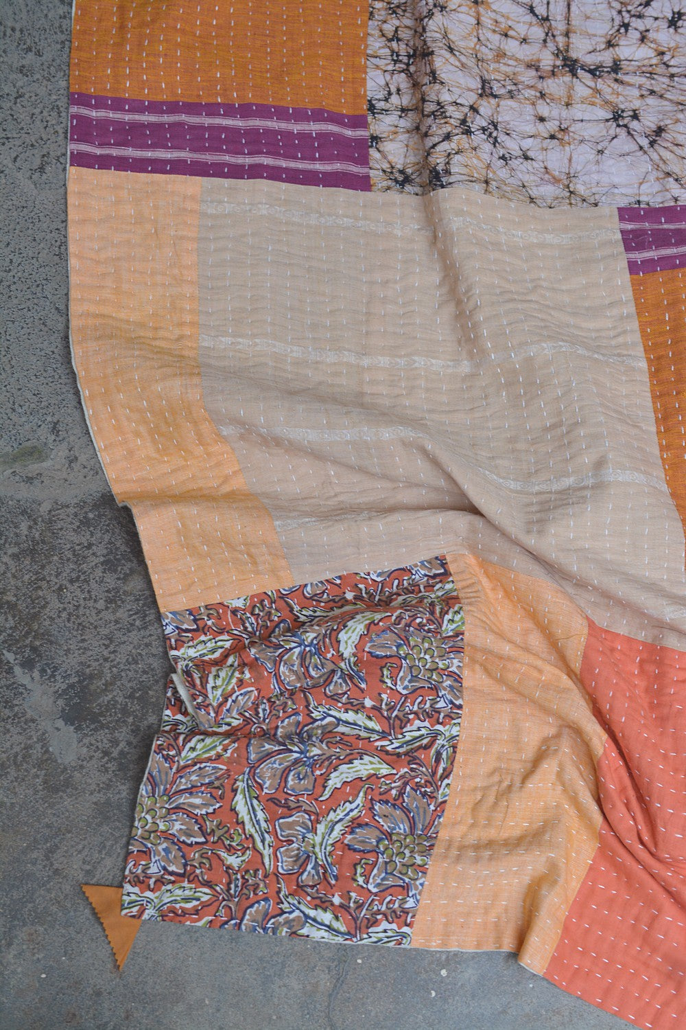 Hand-quilted Khadi Bedspread | Drift | 88" x 110"