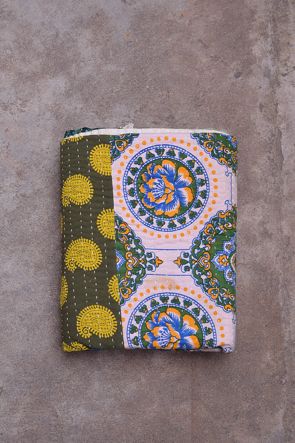 Hand-Quilted Khadi Bedspread | Stitch | 60” x 98”
