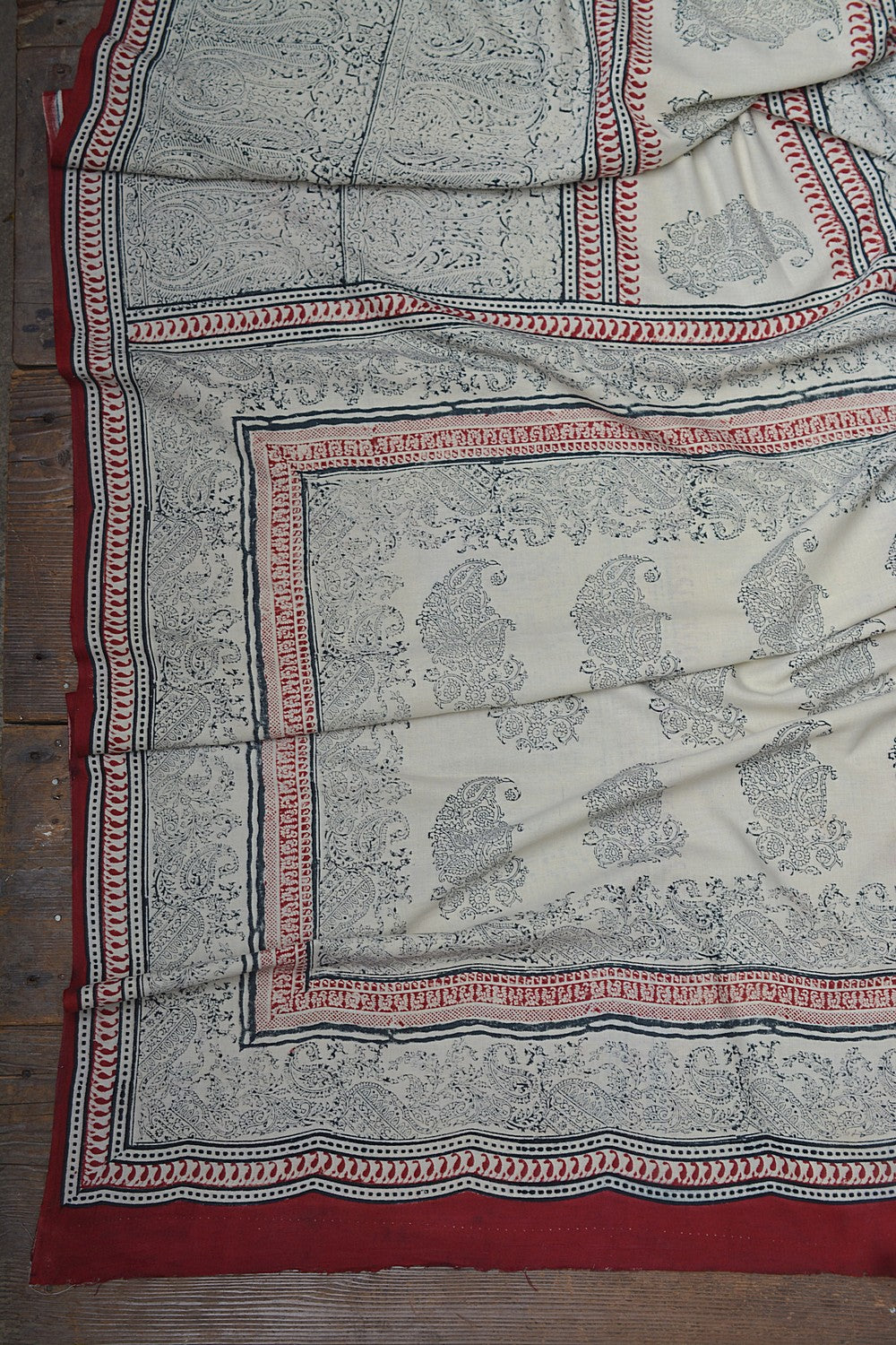 Block-Printed Khadi Saree | Paisley