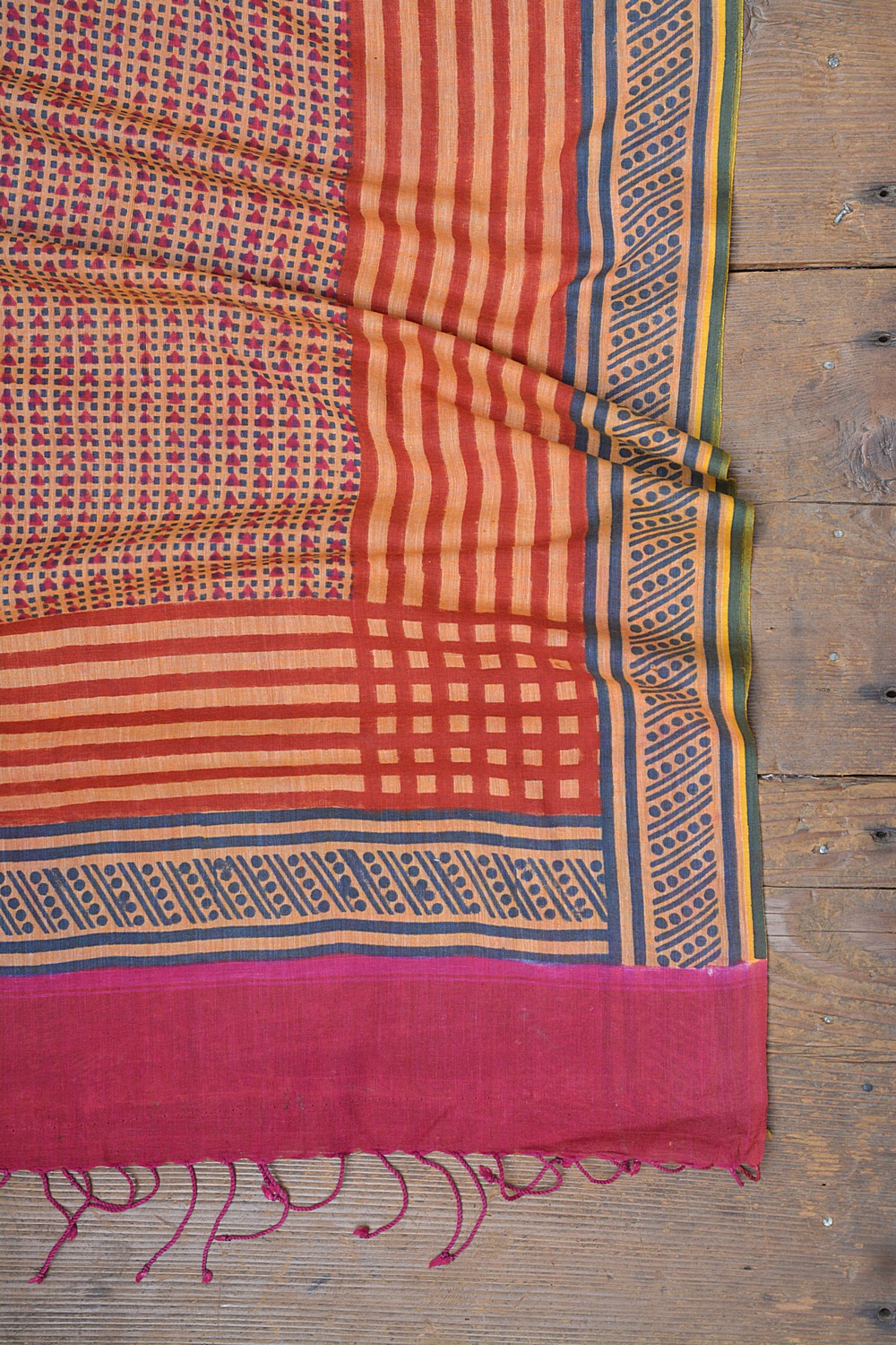 Block-Printed Khadi Saree | Doodle